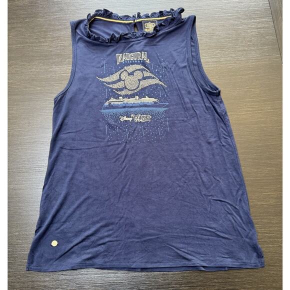 Disney Inaugural Sailings Wish Woman’s Ruffled Neck Tank Top Size M - Picture 1 of 7